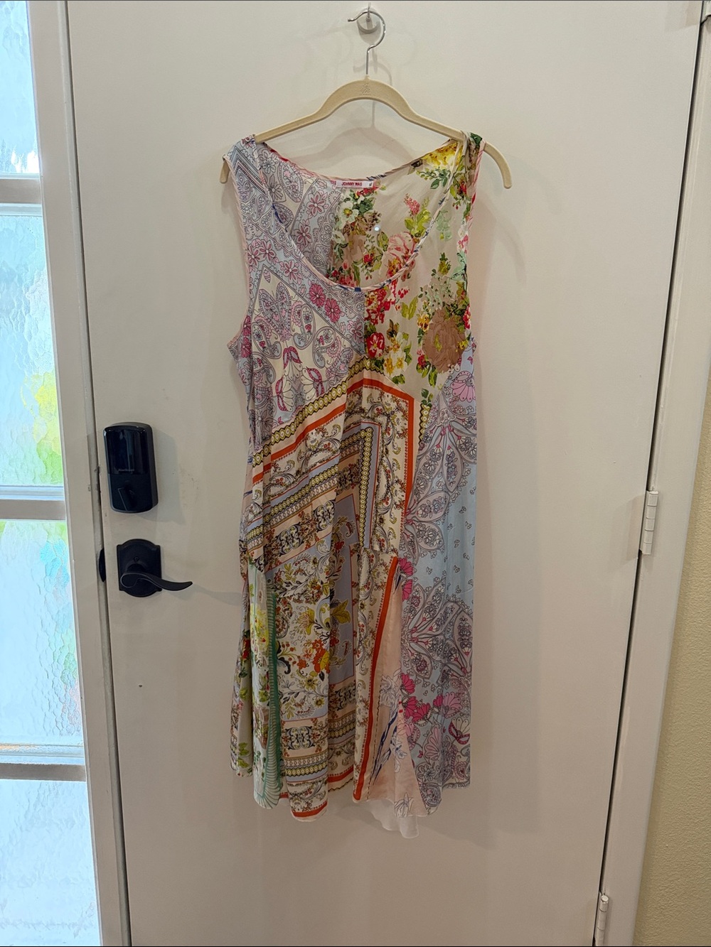 Johnny Was 100% Silk Multicolor Floral & Paisley Midi Dress
